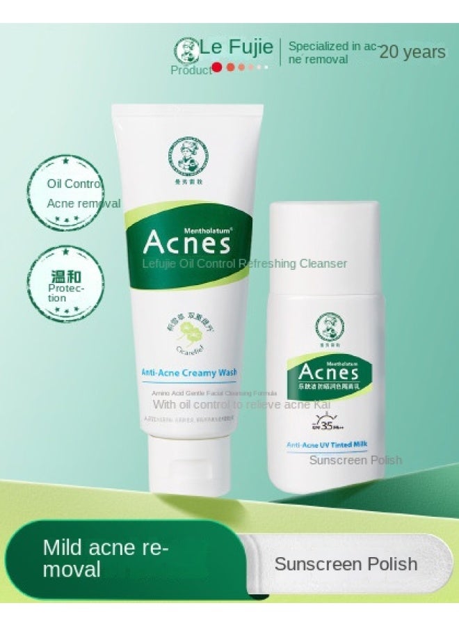 mentholatum Lefujie Acne & Oil Control Face Wash & Toner Set, Teen Skincare For Clear Hydration In Adolescence - Image 1