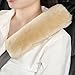 AOGELAN 2 Pack Fluffy Fuzzy Genuine Sheepskin Car Seat Belt Cover Seatbelt Cushion for Soft Auto Lambswool Shoulder Strap Cushion Adults 2 Bamboo - Image 2