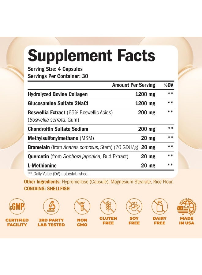 Vimerson Health Glucosamine Sulfate Collagen Chondroitin Supplement, 120 Capsules
