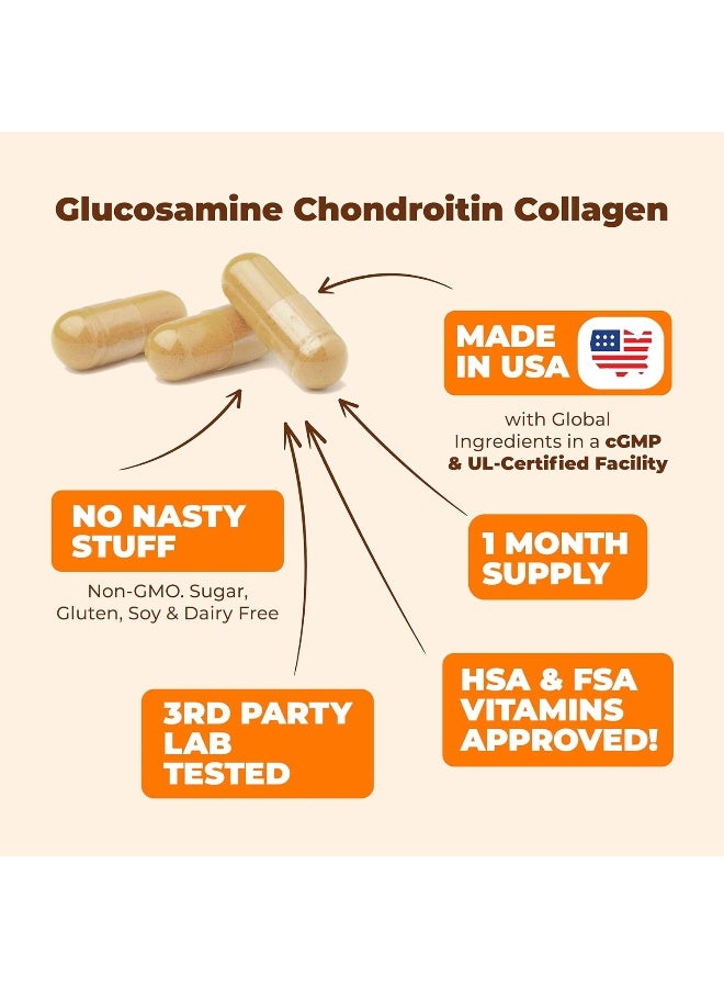 Vimerson Health Glucosamine Sulfate Collagen Chondroitin Supplement, 120 Capsules