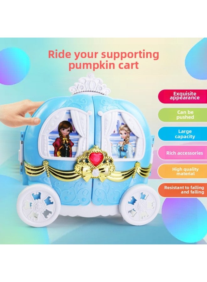 Montage Ice And Snow Fairy Tale 866-14 Princess Electric Pumpkin Car Children Makeup Play House Girl Toy-Color:886-14 English Version - Image 4