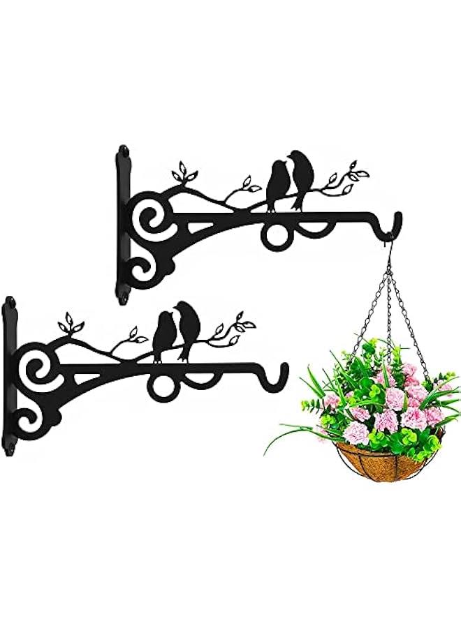 HOOKOR 2PCS Metal Plant Hanger Bracket, Decorative Plant Hangers Indoor Hanging Plant Bracket Metal Hanging Bracket Wall Mounted Lantern Hooks for Flower Basket Bird Feeder Wind Chime Lanterns - Image 1