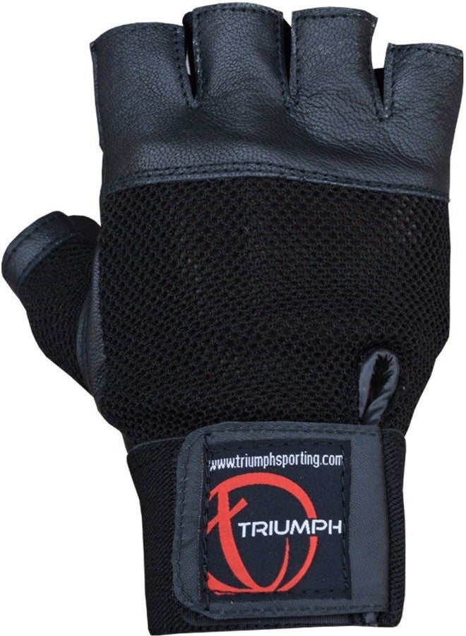 Triumph Power Leather Gym Gloves Black (Medium) - Image 3