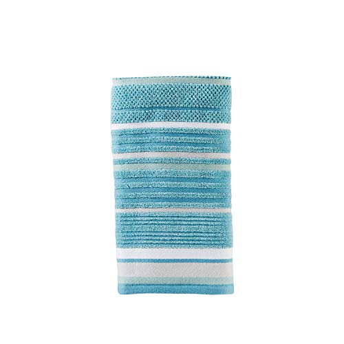 SKL Home Seabrook Stripe 100% Cotton Premium 2-Piece Hand Towel Set, 550 GSM, Soft & Absorbent Jacquard, for Bath & Kitchen, Teal - Image 2
