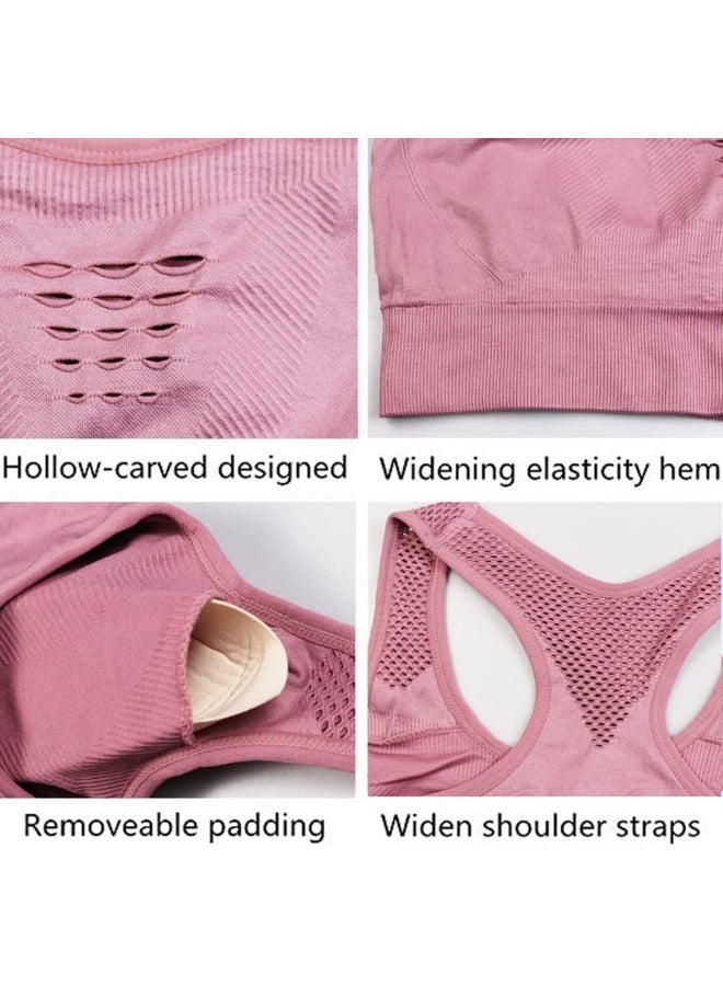 Rubik حمالة صدر رياضية للنساء، بدون seams، عالية التأثير، تصميم Racerback، مقاومة للصدمات، سريعة الجفاف، مبطنة، حمالة صدر رياضية لليوغا، صالة الألعاب الرياضية، التدريب، الجري، التمارين الرياضية، اللياقة البدنية (أزرق داكن، متوسط) - Image 4