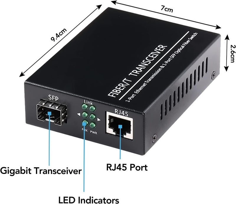 GESD 2 Pack 1.25G/s Bidi Gigabit Single-Mode Fiber to Ethernet Media Converter with 2PCS Bidi SFP LC Dual Transceiver Module Included, 10/100/1000Base-Tx to 1000Base-LX SMF RJ45 to SFP Slot up to 550M - Image 5