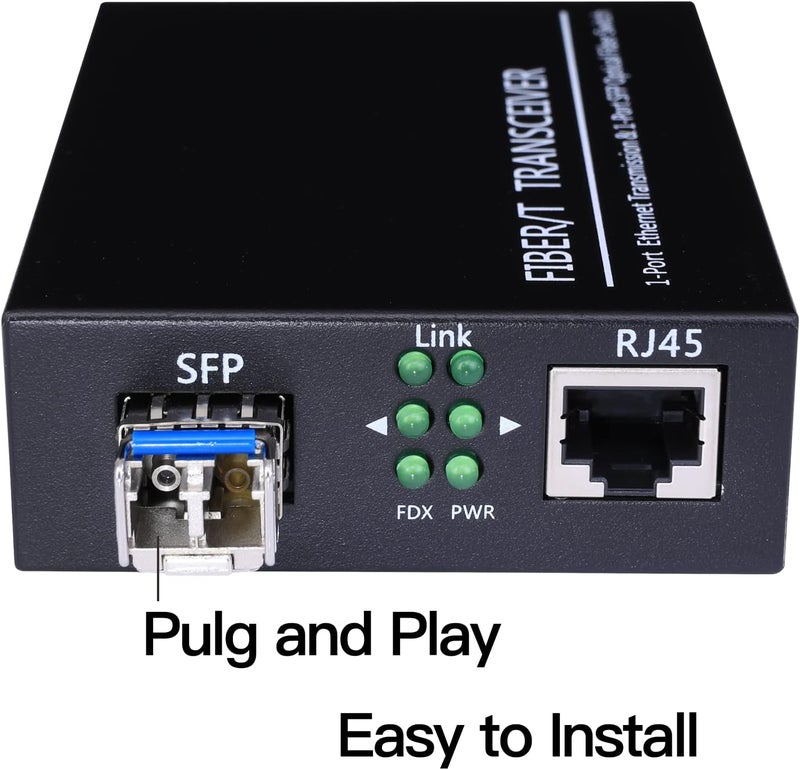 GESD 2 Pack 1.25G/s Bidi Gigabit Single-Mode Fiber to Ethernet Media Converter with 2PCS Bidi SFP LC Dual Transceiver Module Included, 10/100/1000Base-Tx to 1000Base-LX SMF RJ45 to SFP Slot up to 550M - Image 4