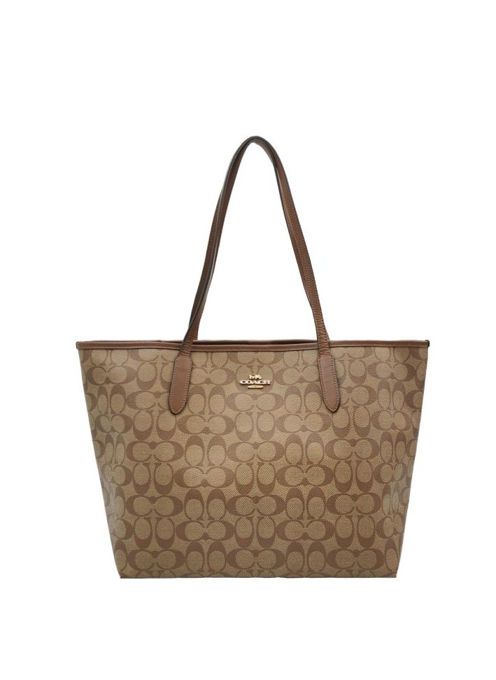 coachoutlet - Coach City Tote Large Leather Double C Flower Logo Tote Bag Shoulder Bag - Image 1