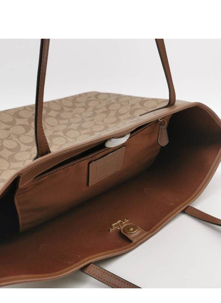 coachoutlet - Coach City Tote Large Leather Double C Flower Logo Tote Bag Shoulder Bag - Image 1