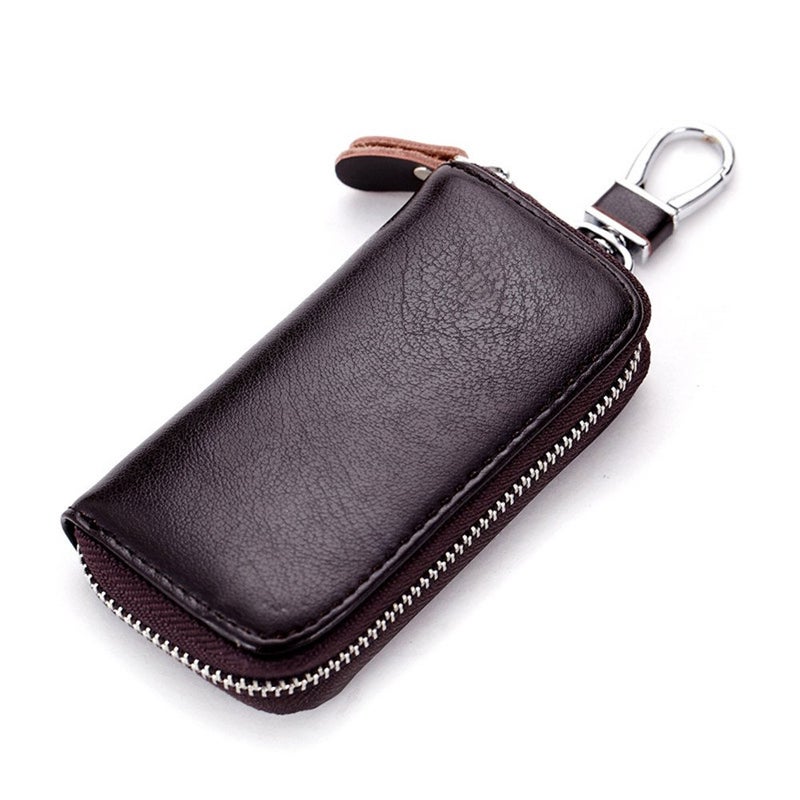 Funny Live Genuine Leather Key Holder Bag with 2 Card Slot & 6 Hooks & 1 Access Card, Key Case for Men & Women (Coffee) - Image 1