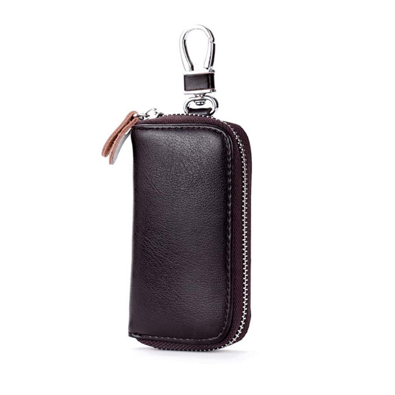 Funny Live Genuine Leather Key Holder Bag with 2 Card Slot & 6 Hooks & 1 Access Card, Key Case for Men & Women (Coffee) - Image 3