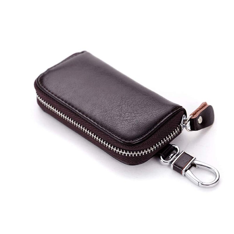 Funny Live Genuine Leather Key Holder Bag with 2 Card Slot & 6 Hooks & 1 Access Card, Key Case for Men & Women (Coffee) - Image 2