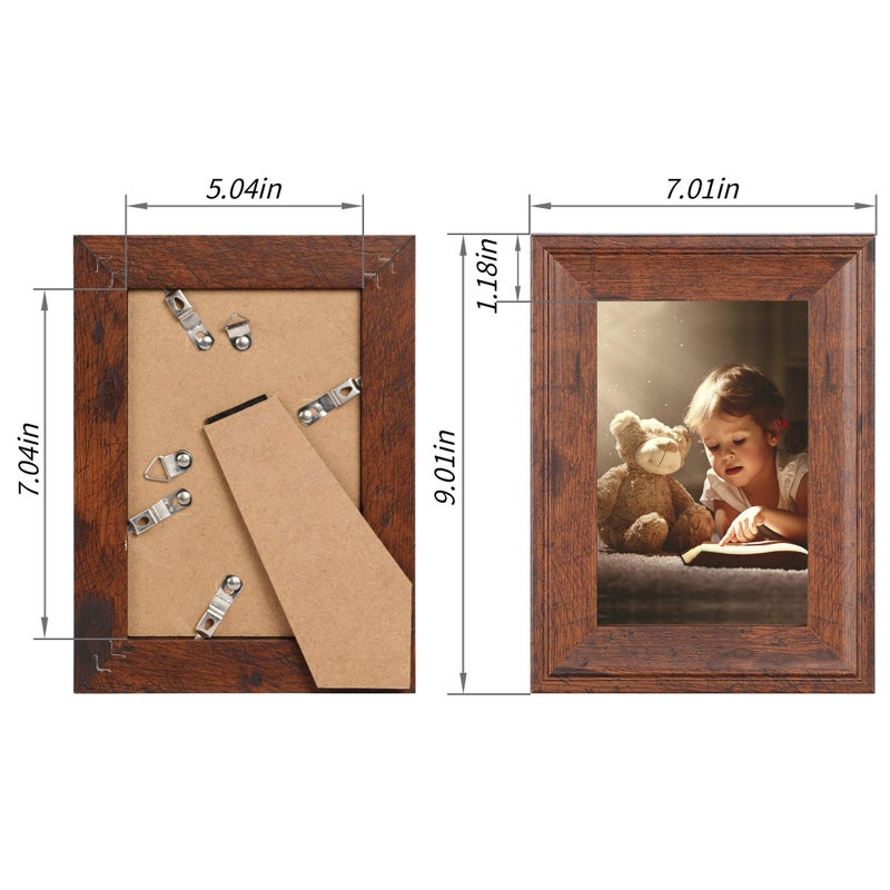 Irahmen 5X7 Picture Frames Set Of 4  Wooden Photo Frame With Hd Glass  Display Pictures 5 X 7 Without Mat  Rustic Picture Frames For Wall Mount And Tabletop Display Family Friends Wedding Gift - Image 2