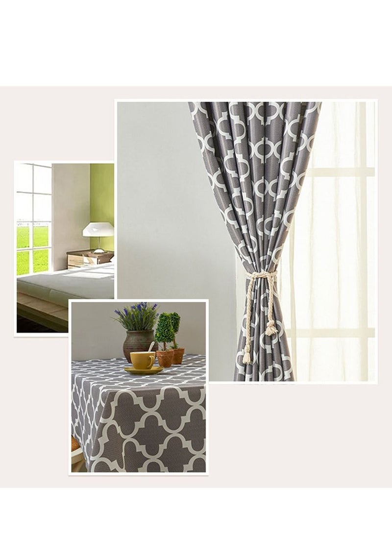 Arabest - Oval Paper Printed Curtains Blackout Curtains With Perforated Curtains Grey 1.4*2.4m Grey 2 Piece Set - Image 1