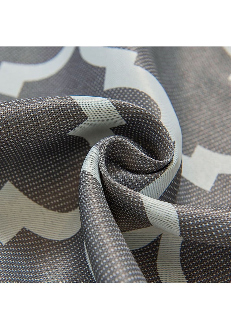 Arabest - Oval Paper Printed Curtains Blackout Curtains With Perforated Curtains Grey 1.4*2.4m Grey 2 Piece Set - Image 1