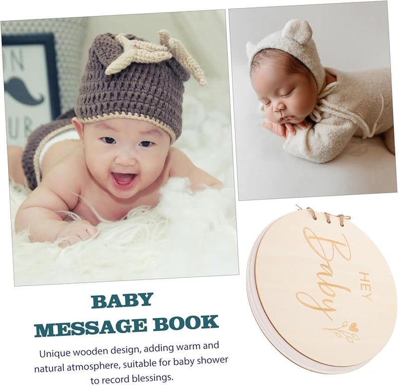 Wooden Guest Book for Showers Newborns Boys Girls Memory Album Keepsake Sign in Book - Image 4