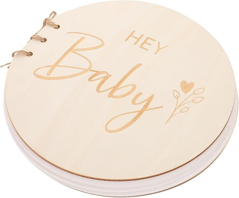 Wooden Guest Book for Showers Newborns Boys Girls Memory Album Keepsake Sign in Book - Image 1