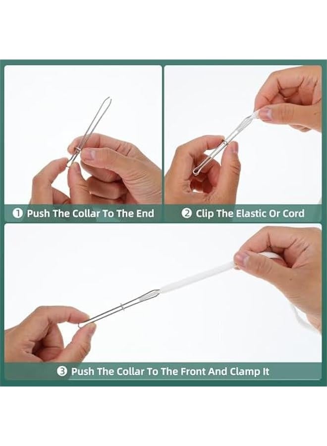 Generic 10PCS Rope Threader Clips, DIY Drawstring Threader Tool Set Metal Sewing Loop Turner Hooks Easy Pull Bodkin Threader Clips with Tweezer for Sweatpants Coats Pants Hoodies Swim Trunks - Image 4