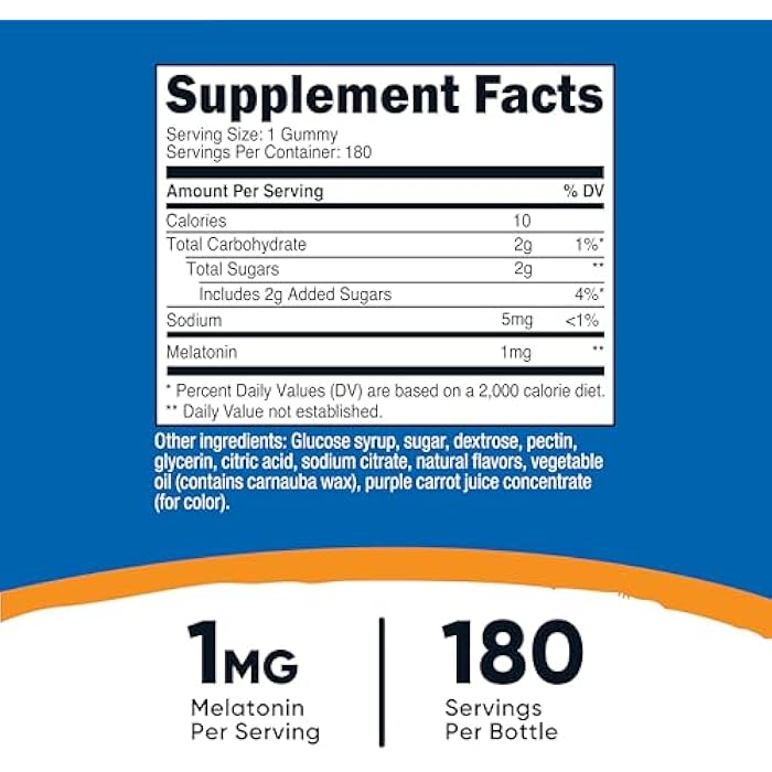 Nutricost Melatonin 1mg, 180 Gummies, Strawberry Flavored - Gluten Free, Non-GMO, No Corn Syrup - Image 2