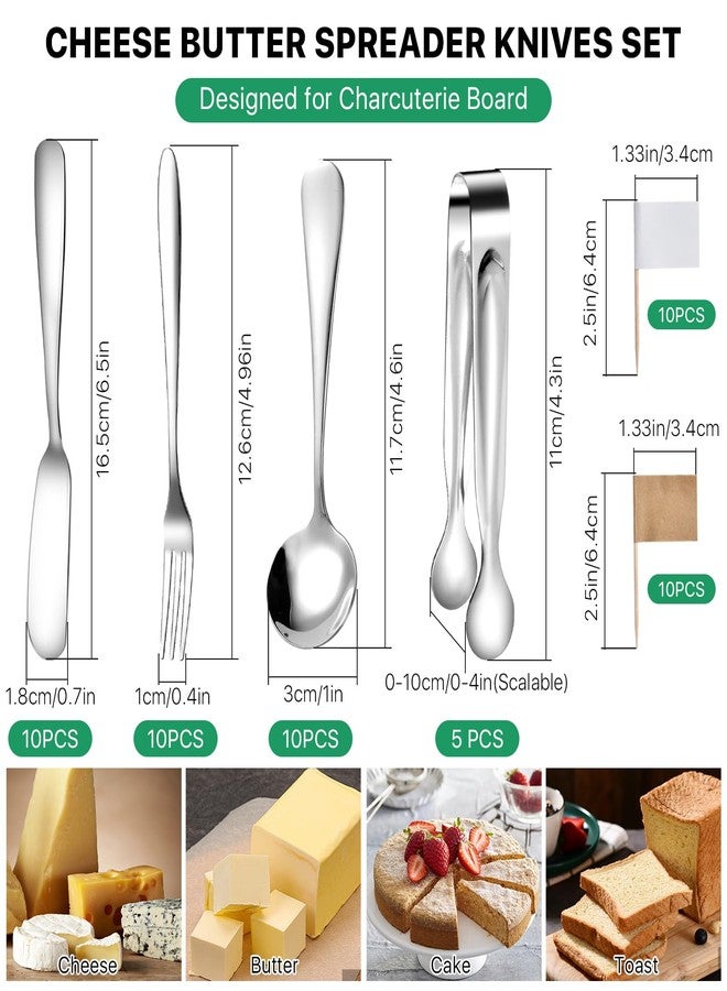 Elesunory 55 Pcs Cheese Butter Spreader Knives Set, Charcuterie Accessories, Stainless Steel Spreader Knives Charcuterie Boards Accessories, Charcuterie Utensils for Butter, Cheese, Jam - Image 2