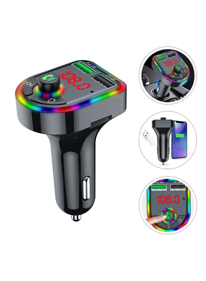 بيوينتي F6 Car FM Transmitter Colorful Breathing Atmosphere Lamp  MP3 Player Charger - Image 1