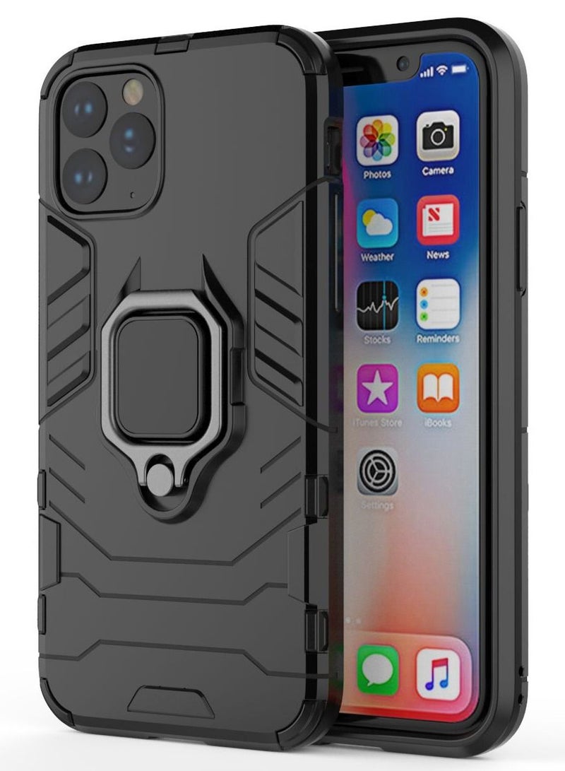Youque Protective Phone Case Cover with Ring Stand for iPhone 11 Pro Max Black - Image 1