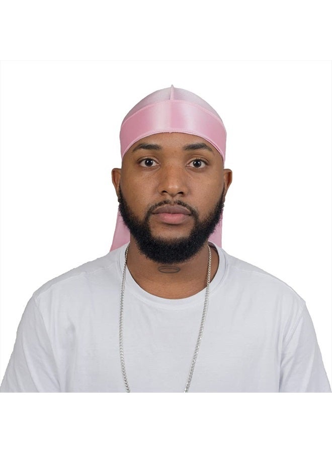 ForceWave Silky Durag for Men Wave Cap Satin Dorag for Men Women 360 Wave Pink - Image 3