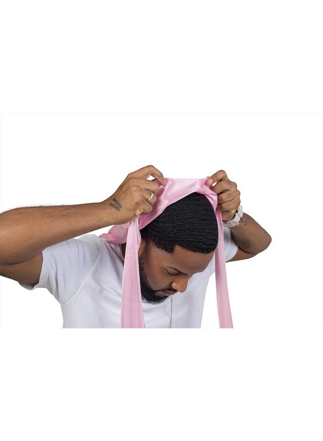 ForceWave Silky Durag for Men Wave Cap Satin Dorag for Men Women 360 Wave Pink - Image 2