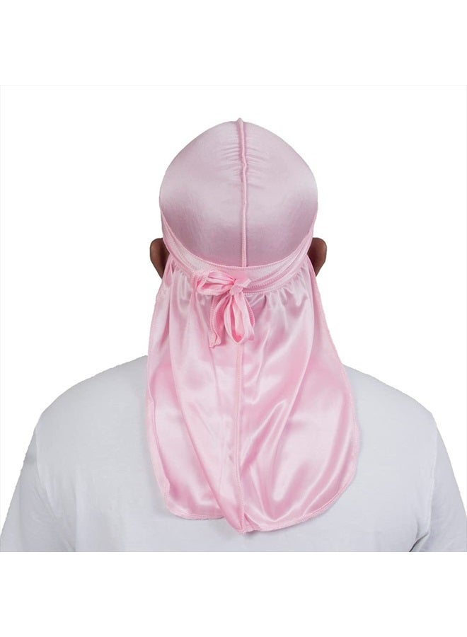 ForceWave Silky Durag for Men Wave Cap Satin Dorag for Men Women 360 Wave Pink - Image 4