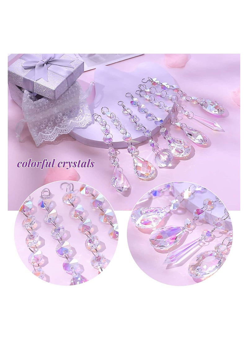 Sun Catchers with Crystals 7 Pcs Hanging Crystals Suncatchers for Windows Colored Crystals Prisms Glass Pendant Suncatchers Beads for Chandeliers Garden C hristmas Tree Decoration  - Image 2