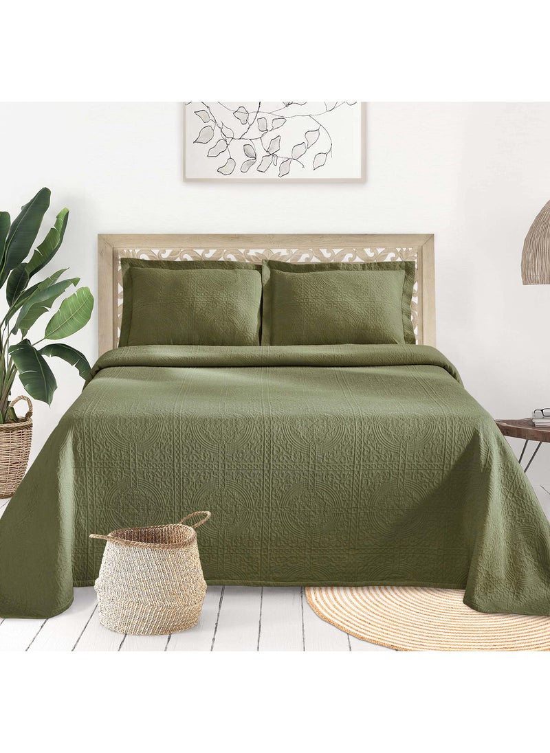 Superior Superior Cotton Fleur De Lis Bedspread Set Warm Blankets AllSeason Bedding Bedroom Decor Decorative Boho Medallion Coverlet Includes 1 Bedspread 2 Pillow Shams King Sage 