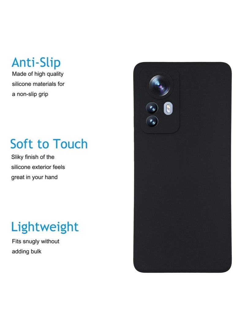 ولديك غطاء حماية خلفي من السيليكون لهاتف Xiaomi 12 Pro 5G - أسود - Image 2