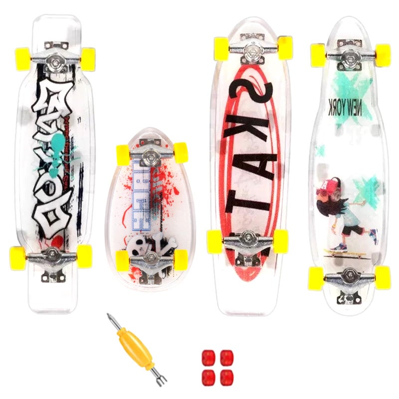 ACEGENIU 4 Pcs Finger Skateboards, Mini Fingerboard Set with Storage Box & 4Pcs Extra Wheels, Ideal for Collectors, Enthusiasts & Birthday Gifts - Image 1
