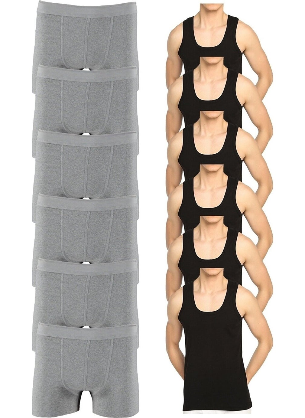 MO BU - 12-Piece Undershirt and Boxer Set 6 Piece Undershirt 6 Piece Boxer - Image 1