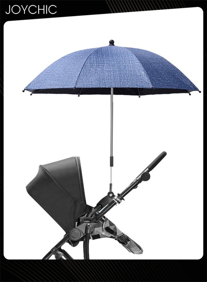 Joychic Baby Pram Umbrella with Adjustable Universal Clamp Children Buggy Sun-Proof Parasol with Clip On UPF 50+ Great for Pushchair Strollers Blue - Image 1