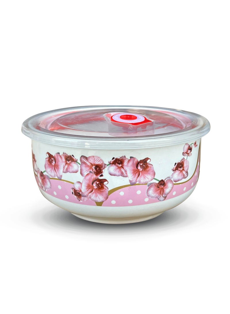 Ceramic 3-Piece Bowl Set with Airtight Lids – Floral Design No. 2 – Prep, Store, and Serve – Ideal for Soups, Salads, Fruits, and More - Image 2
