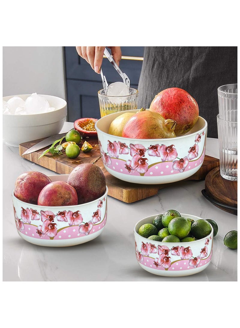 Ceramic 3-Piece Bowl Set with Airtight Lids – Floral Design No. 2 – Prep, Store, and Serve – Ideal for Soups, Salads, Fruits, and More - Image 3
