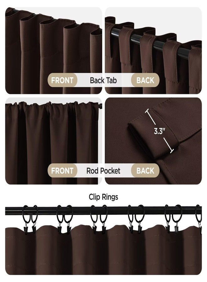 Joydeco 90 Inch Curtains for Bedroom, Blackout Curtains 90 Inches Long, Room Darkening Curtains & Drapes for Living Room Window Rod Pocket Back Tab (W52 x L90 Inch, Chocolate) - Image 2