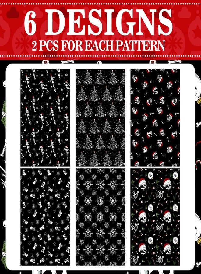 Watersay 12 Pcs Gothic Christmas Wrapping Paper Skeleton Skull Christmas Wrapping Paper Gift Wrap Skull Snowflake Wrap Decoration for Xmas Gift Arts Crafts - Image 5