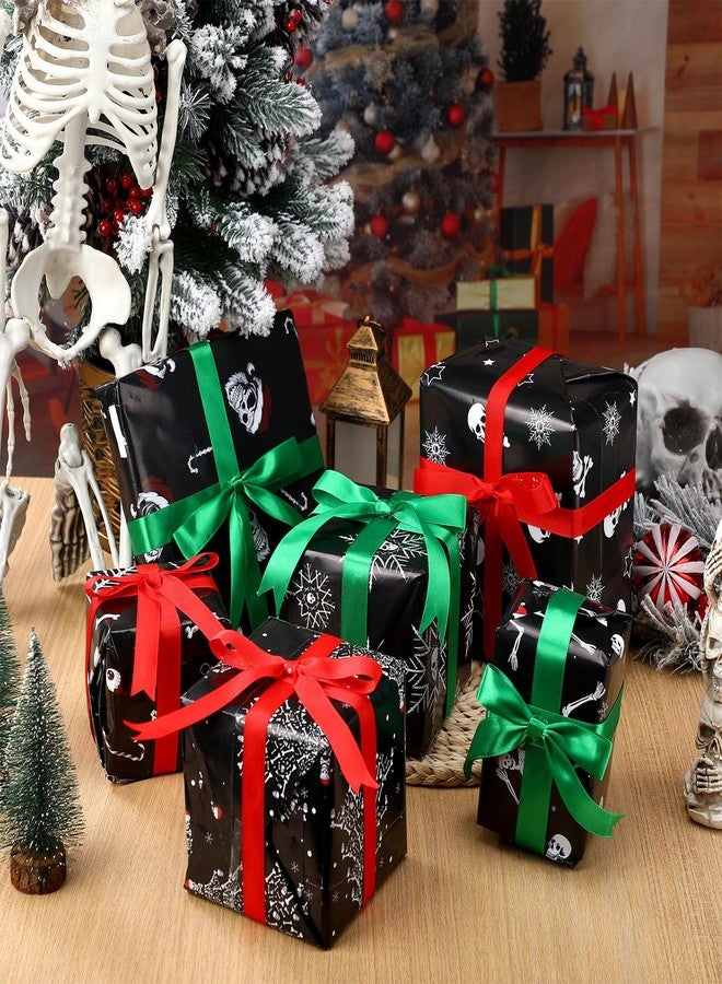 Watersay 12 Pcs Gothic Christmas Wrapping Paper Skeleton Skull Christmas Wrapping Paper Gift Wrap Skull Snowflake Wrap Decoration for Xmas Gift Arts Crafts - Image 3