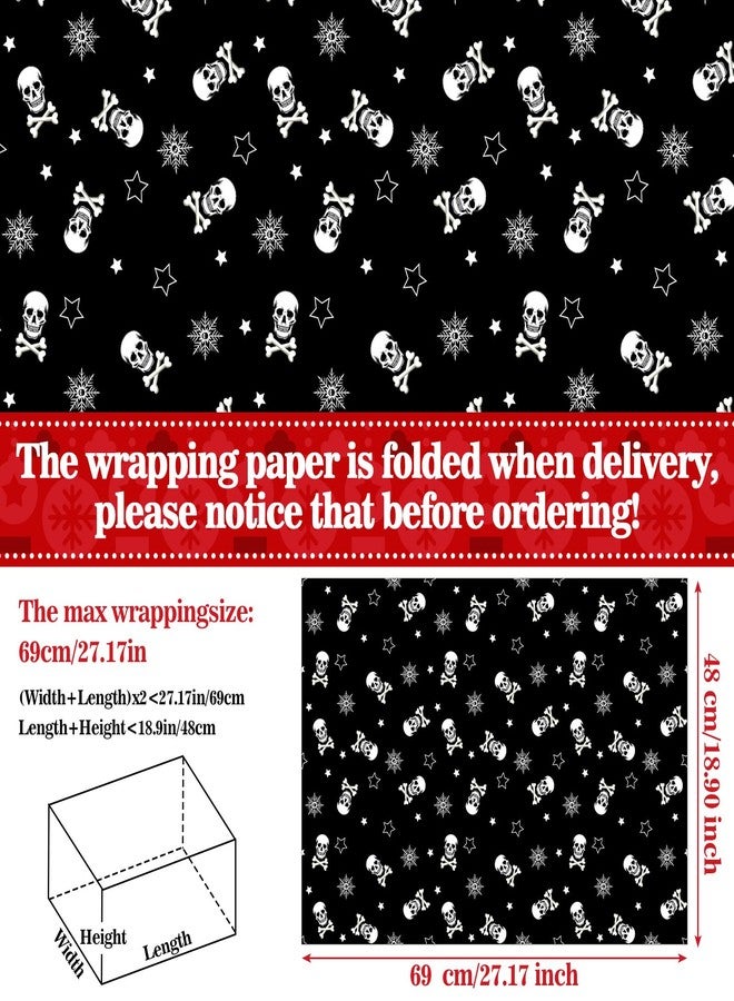 Watersay 12 Pcs Gothic Christmas Wrapping Paper Skeleton Skull Christmas Wrapping Paper Gift Wrap Skull Snowflake Wrap Decoration for Xmas Gift Arts Crafts - Image 2