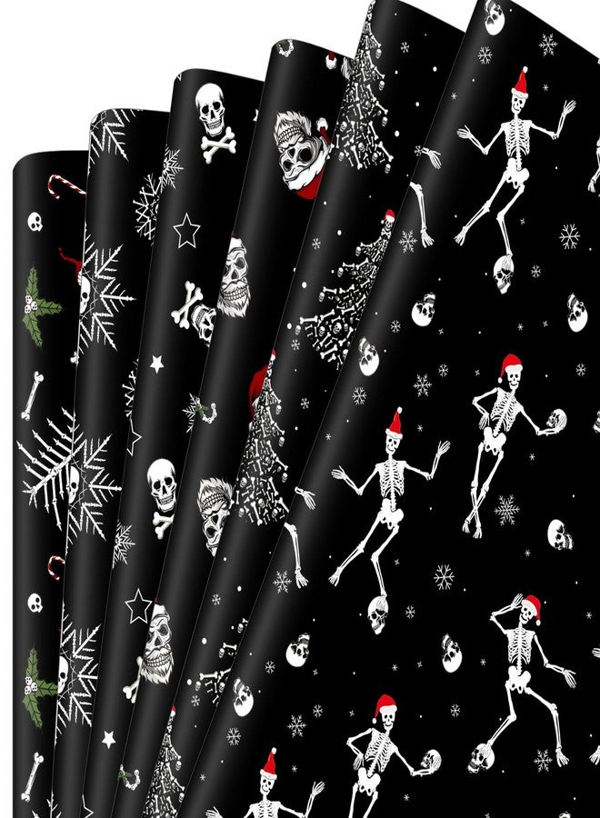 Watersay 12 Pcs Gothic Christmas Wrapping Paper Skeleton Skull Christmas Wrapping Paper Gift Wrap Skull Snowflake Wrap Decoration for Xmas Gift Arts Crafts - Image 1