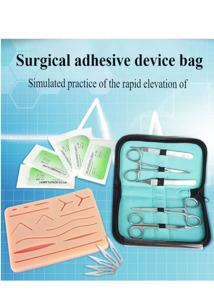 general Surgical Suture Training Kit, Suture Training Skin Surgical Suture Practice Model, Training Pad Scissor Tool Kit, Complete Medical Suture Practice Kit for Suturing Training, including a large silicone suture pad with pre-cut wounds and a suture kit. (Educational use only) - Image 2