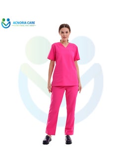 ACNORIA CARE Women's Medical Scrubs Consisting Of Two Pieces Blouse And Pants 25% Viscose 75% Polyester Pink Color - Size M - From Acnoria Care  - Image 2