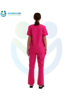 ACNORIA CARE Women's Medical Scrubs Consisting Of Two Pieces Blouse And Pants 25% Viscose 75% Polyester Pink Color - Size M - From Acnoria Care  - Image 5