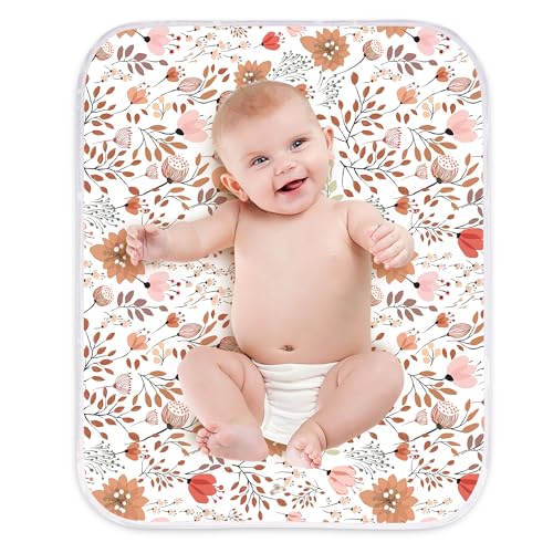 Bnditeu Diaper Changing Pads for Baby, Flower Change Mat, 3Layers Waterproof Change Pad Foldable Absorbent Mats for Women, Reusable Incontinence Underpads for Patient 24''x30'' - Image 1