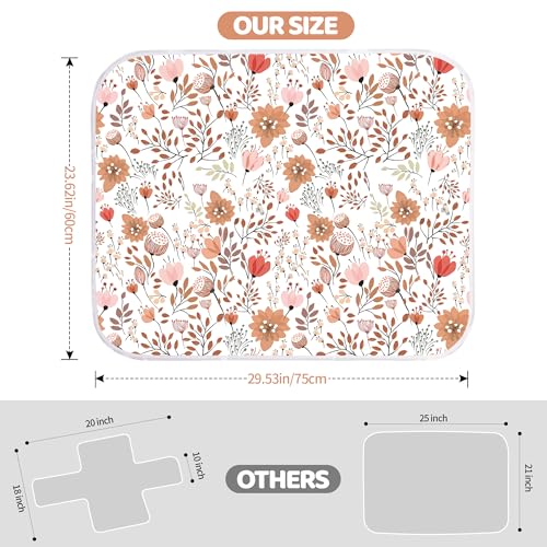 Bnditeu Diaper Changing Pads for Baby, Flower Change Mat, 3Layers Waterproof Change Pad Foldable Absorbent Mats for Women, Reusable Incontinence Underpads for Patient 24''x30'' - Image 2