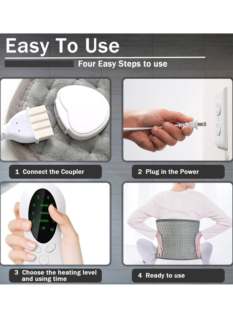Generic Heating Pad, Electirc Heat Pad for Period Cramps & Back Pain Relief, Electric Heat Pad for Neck/Shoulder/Muscle and Leg Pain- 4 Heat Settings, Auto Off, Portable Machine Washable  - Image 5