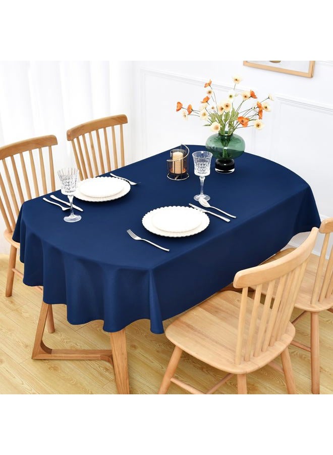 NEWISHER Navy Blue Oval Tablecloth 70x90 inch, Heavy Duty Polyester Fabric Table Cloth, Reusable Washable Solid Table Cover for Dining, Kitchen, Party, Wedding, Indoor Outdoor Tabletop Decoration - Image 2