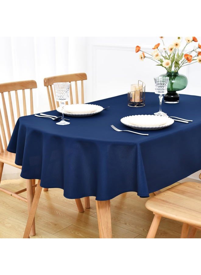 NEWISHER Navy Blue Oval Tablecloth 70x90 inch, Heavy Duty Polyester Fabric Table Cloth, Reusable Washable Solid Table Cover for Dining, Kitchen, Party, Wedding, Indoor Outdoor Tabletop Decoration - Image 1